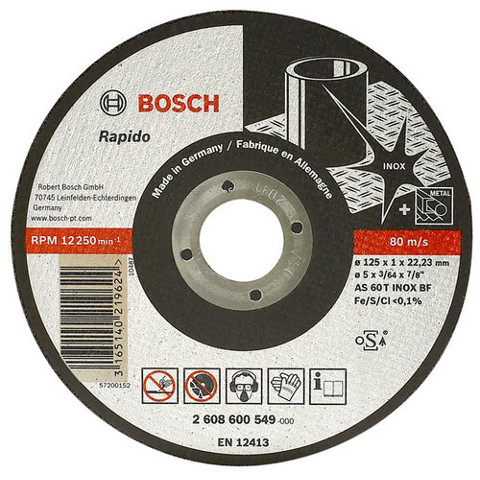 Отрезной круг, прямой, Bosch Expert for Inox - Rapido 125 мм