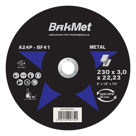 Отрезной диск BakMet для стационарных машин по металлу A24P-230X3.0X22.23-T41 PLB-BAKMET