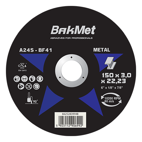 Отрезной диск BakMet для стационарных машин по металлу A24S-150X3.0X22.2-T41 PLB-BAKMET