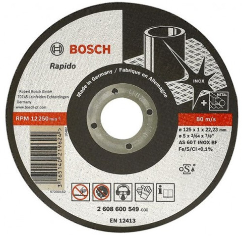 Отрезной круг, прямой, Bosch Expert for Inox - Rapido 115x1.0x22.2 мм