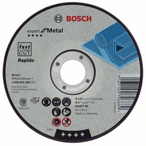Отрезной круг, прямой, Bosch Expert for Metal, Rapido 125 мм